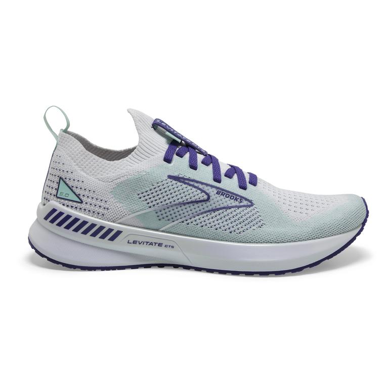 Brooks Women's Levitate StealthFit GTS 5 Road Running Shoes - White/Navy Blue/Yucca (YMNF19805)